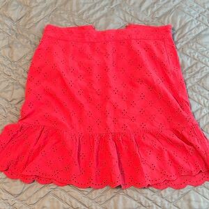 LOFT Vibrant Red Eyelet Mini Skirt